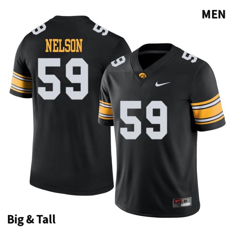 Men's Iowa Hawkeyes NCAA #59 Nathan Nelson Black Authentic Nike Big & Tall Alumni Stitched College Football Jersey AA34X03PW